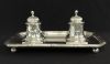 Antique Swedish Neo-Classical Silver Double Inkwell On Stand