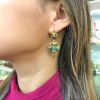 Antique Turquoise Earrings in 15kt Yellow Gold
