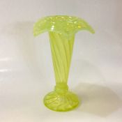 Antique Vaseline Glass Trumpet Vase