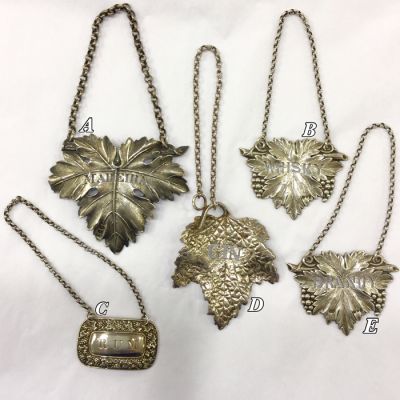 Antique & Vintage Sterling Silver Liquor Tags
