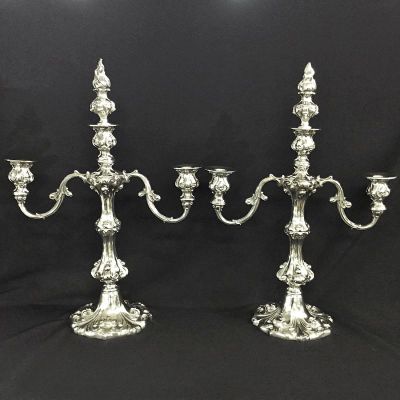 Antique Silver Plate 3 Light Candelabra