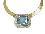 Vintage Aquamarine and Diamond Necklace