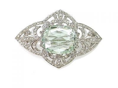 Vintage Aquamarine and Diamond Brooch