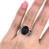 Art Deco Cabochon Sapphire and Diamond Ring
