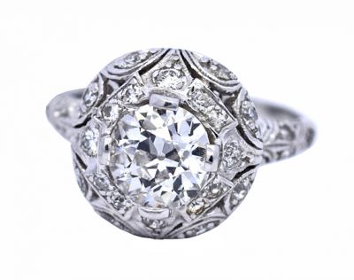 Art Deco 1.13ct Diamond Platinum Ring
