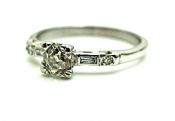 Art Deco .81ct Diamond Platinum Ring