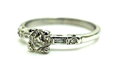 Art Deco .81ct Diamond Platinum Ring
