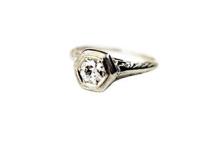 Art Deco 0.34ct Diamond Solitaire Ring