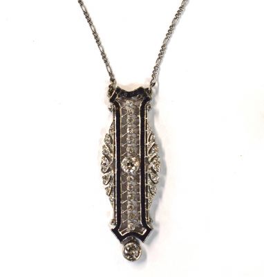 Art Deco Diamond and Black Onyx Necklace