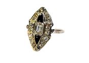 Art Deco Diamond and Black Onyx Ring