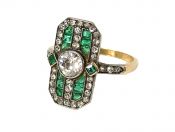 Art Deco Diamond and Emerald Ring
