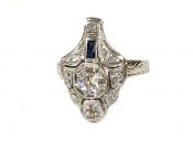 Art Deco Diamond and Sapphire Ring