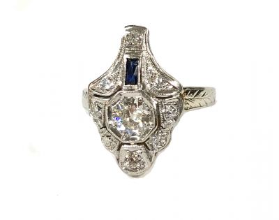 Art Deco Diamond and Sapphire Ring