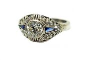 Art Deco Diamond and Sapphire Ring