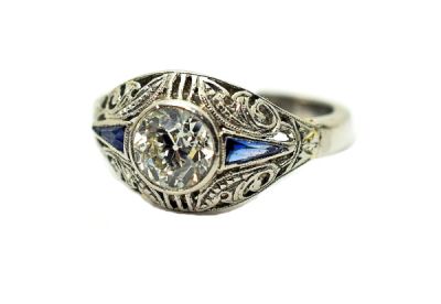 Art Deco Diamond and Sapphire Ring