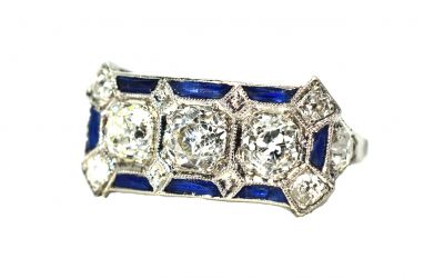 Art Deco Diamond and Sapphire Ring