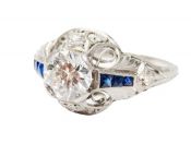 Art Deco Diamond and Sapphire Ring