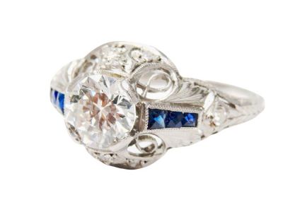 Art Deco Diamond and Sapphire Ring