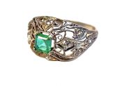 Art Deco Emerald and Diamond Ring