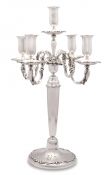 Art Deco German 800 Fine Silver 5 Light Candelabra