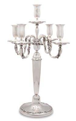 Art Deco German 800 Fine Silver 5 Light Candelabra