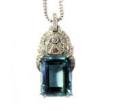 Art Deco Inspired Aquamarine and Diamond Necklace