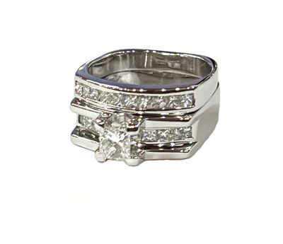 Art Deco Inspired Diamond Wedding Set Rings