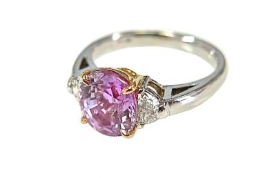 Art Deco Inspired Pink Sapphire and Diamond Ring