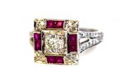 Art Deco Inspired Ruby and Diamond Ring