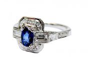 Art Deco Inspired Sapphire and Diamond Ring