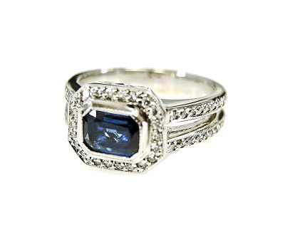Art Deco Inspired Sapphire and Diamond Ring