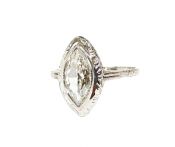 Art Deco 0.91ct Marquise Diamond Solitaire Ring