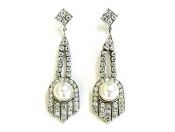 Art Deco Pearl and Diamond Earrings