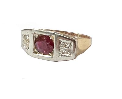 Art Deco 1.12ct Ruby and Diamond 18kt. Ring