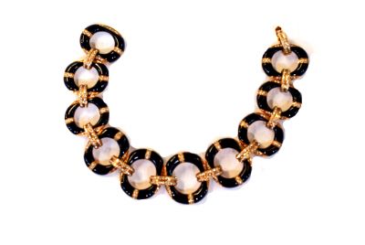 Art Deco Style Black Onyx and Diamond Bracelet