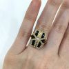 Art Deco Style Black Onyx and Diamond 18kt Ring