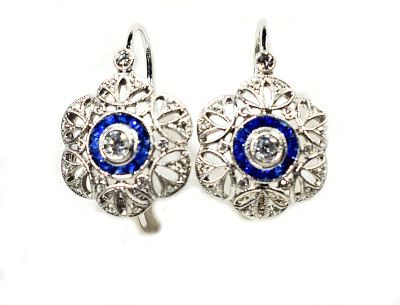 Art Deco Style Diamond and Sapphire Earrings