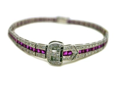 Art Deco Style Ruby and Diamond Bracelet