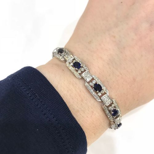 Art Deco Style Sapphire and Diamond Bracelet