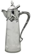 Art Nouveau Crystal Claret Jug with Sterling Silver Mounts