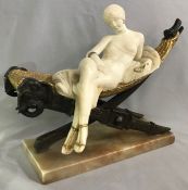 Art Deco Alabaster Sculpture of a Woman
