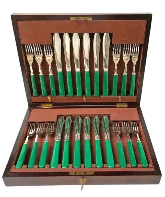 Art Deco Bakelite And Silver Plate Fish Service For 12