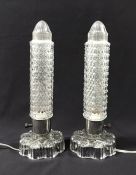 Art Deco Bullet/Skyscraper Style Glass Boudoir Lamps, American, circa 1930s