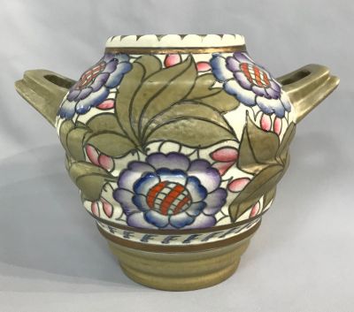 Art Deco Charlotte Rhead Art Pottery Two Handled Vase