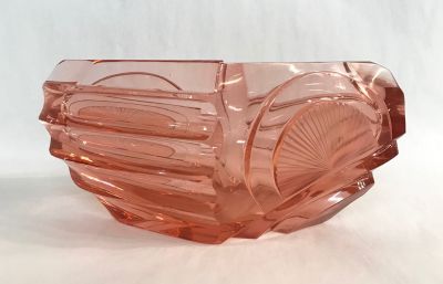 Art Deco Cut Glass Bowl In Pink