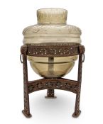 Art Deco Daum Nancy Art Glass Vase And Stand, Nancy, France, circa 1930s