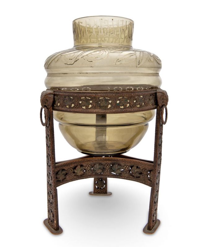 Art Deco Daum Nancy Art Glass Vase And Stand, Nancy, France, circa