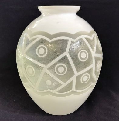 Art Deco Frosted & Etched Art Glass Vase