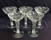 Art Deco Hollow Stem Crystal Champagne Coupes