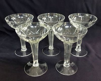 Art Deco Hollow Stem Crystal Champagne Coupes